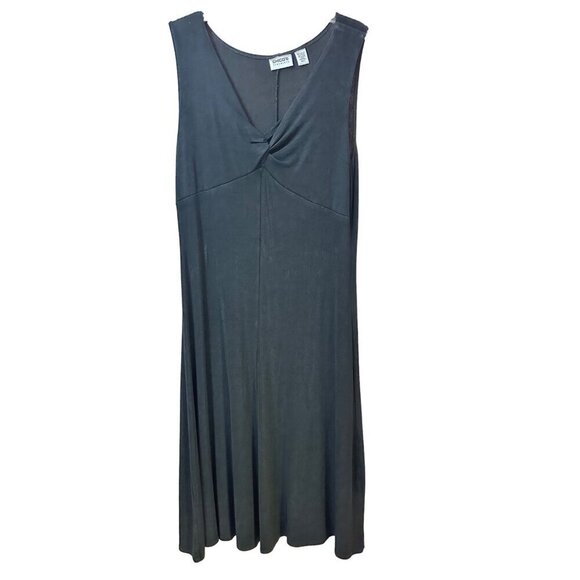 Chico's Travelers Deep V-Neck Fit and Flare Sleeveless Midi Dress, Black SZ 2(M) - Picture 1 of 6